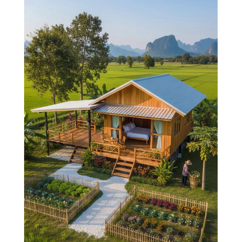 Rumah Panggung Kayu | Rumah Kayu Glamping Minimalis