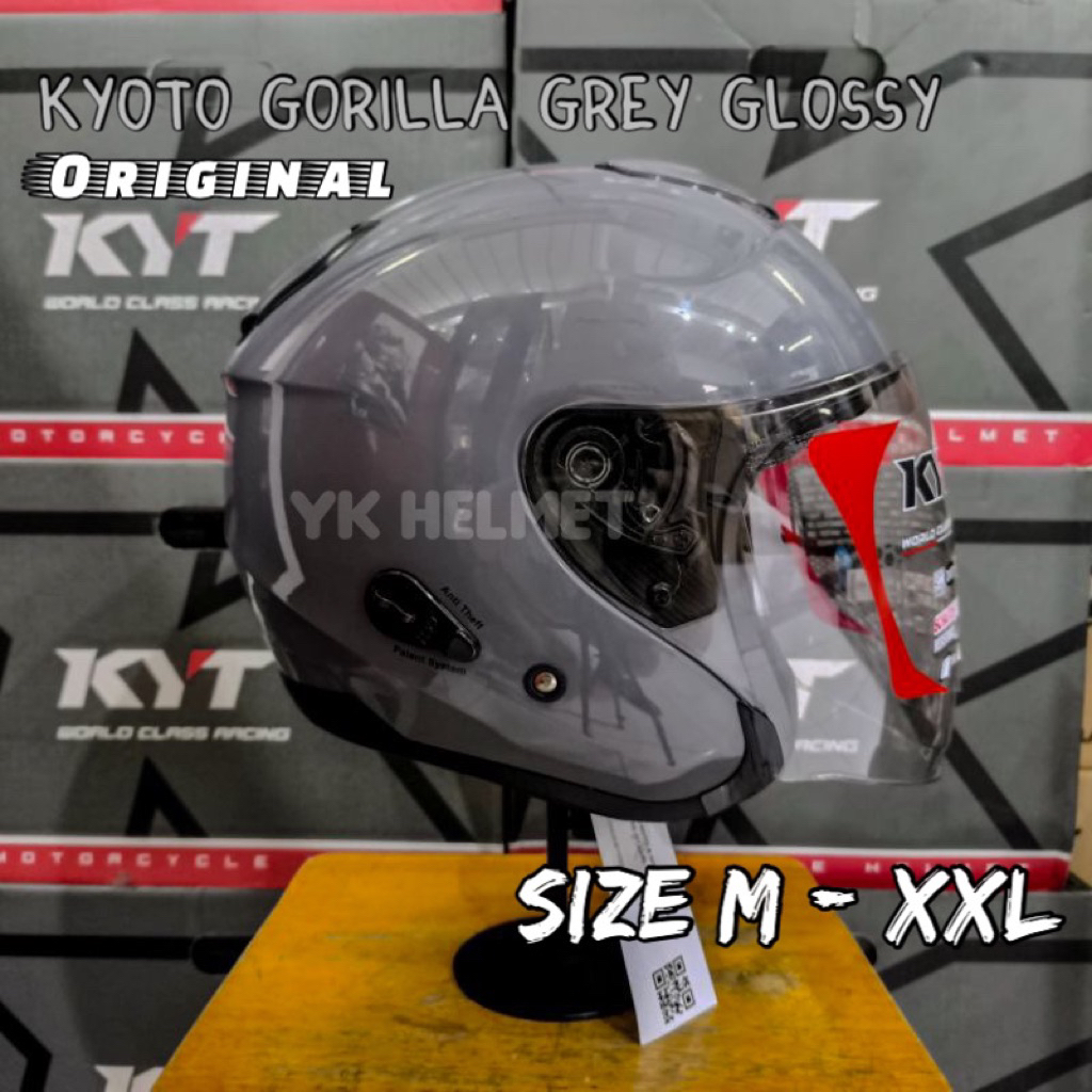 KYT KYOTO R SOLID GORILA GREY - Helm Kyt Kyoto original warna grey
