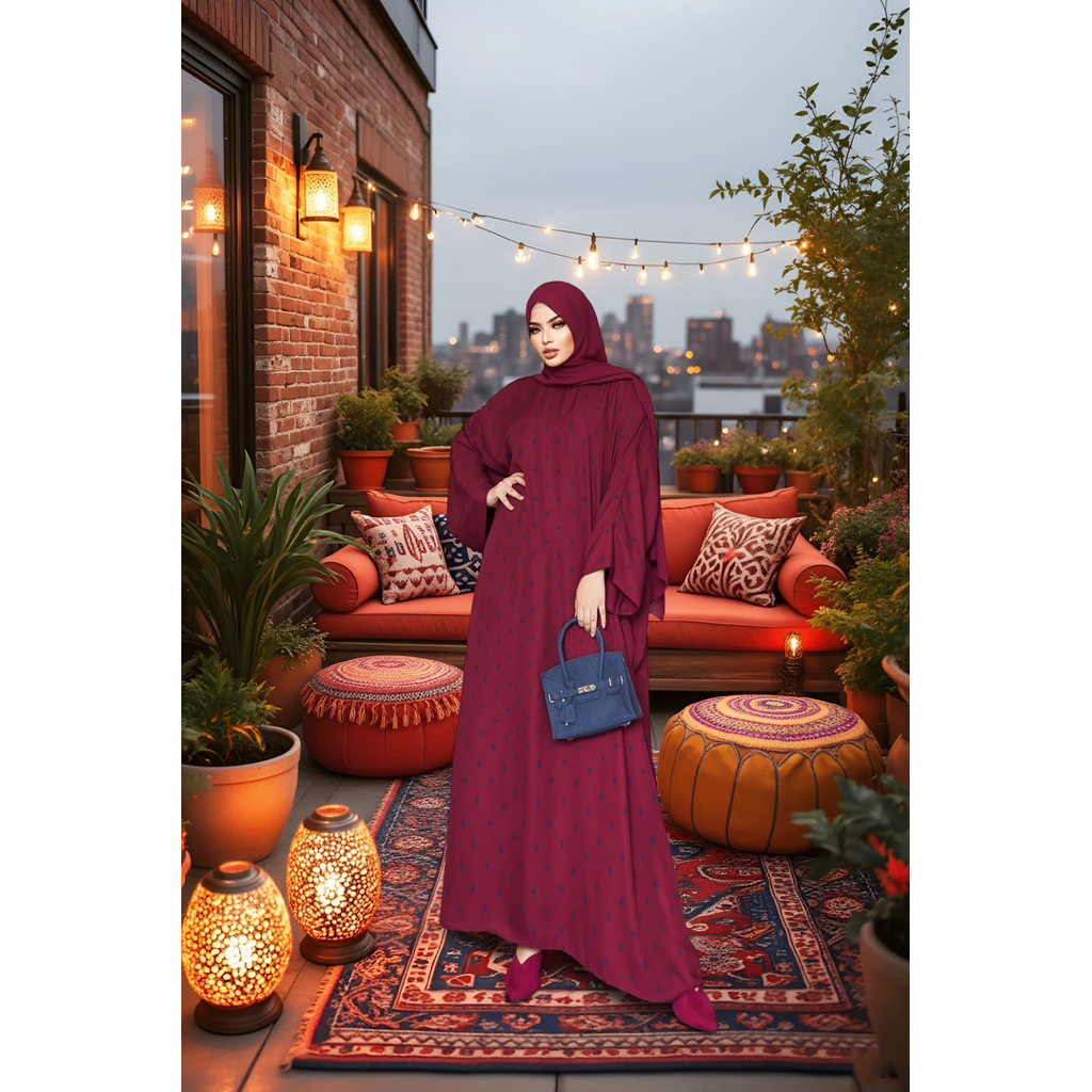 Fataya Collection UNA MOORSA Abaya Farasha - Kain Crepe Silk