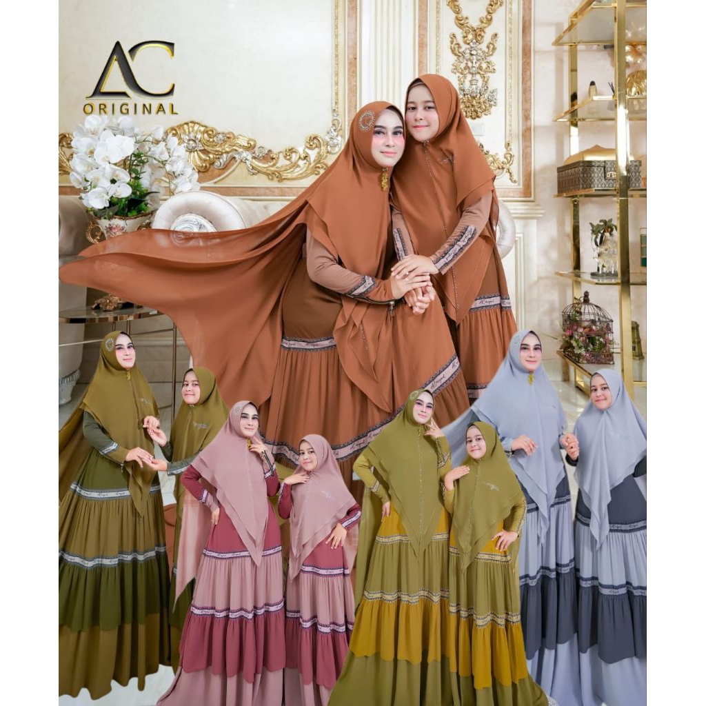 (p1a) ACO ATIKA COUPLE  Baju Gamis Syari Couple/Sarimbit/Serimbit Ibu dan Anak Atika Couple By AC Or