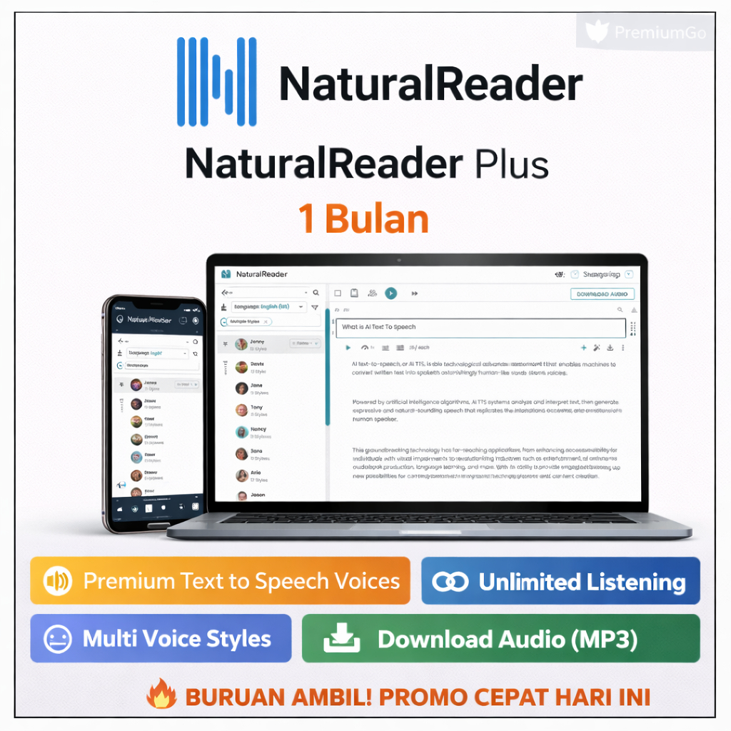 [24/7] Akun NaturalReader Plus Sharing 30 Hari | Text to Speech Premium | Garansi 1 Bulan