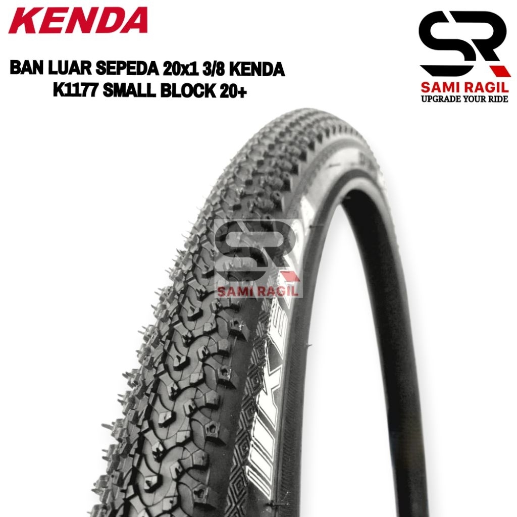 BAN LUAR SEPEDA 20 x 1 3/8 KENDA K1177 SMALL BLOCK 20x1 3/8 20 PLUS 20+ SELI LIPAT FOLDING MINITREX 