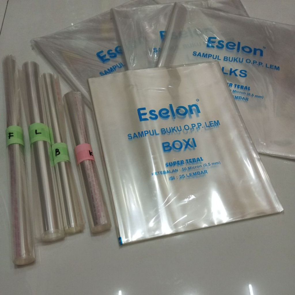 Sampul Buku O.P.P.Lem  ESELON SUPER TEBAL Ketebalan 50 Micron (0,5 mm) / Ecer per  5 lembar