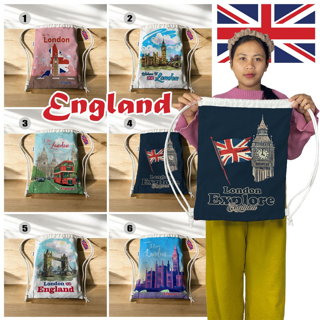 Tas Serut London England 6 Motif Kanvas Premium 008