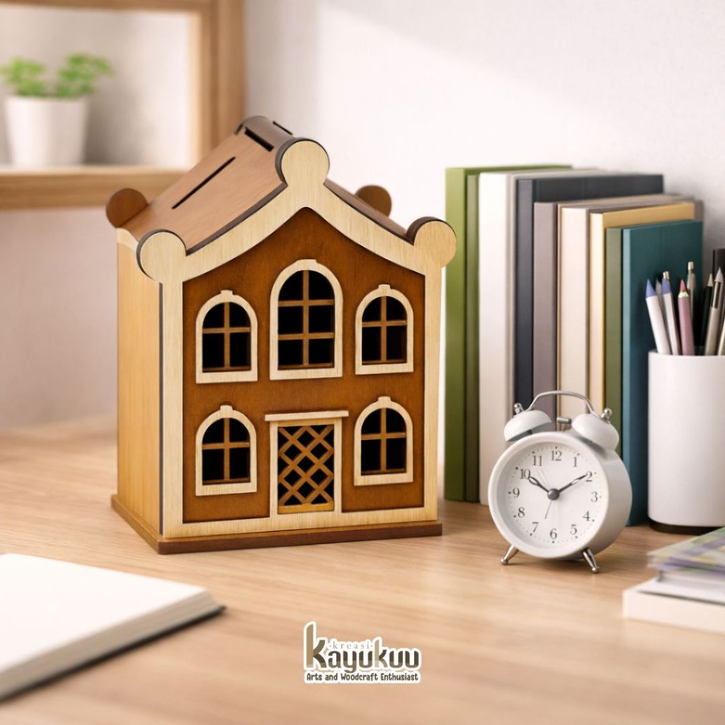Kreasikayukuu Celengan Rumah Kayu Celengan Anak Kado Rumah Kayu Plywood
