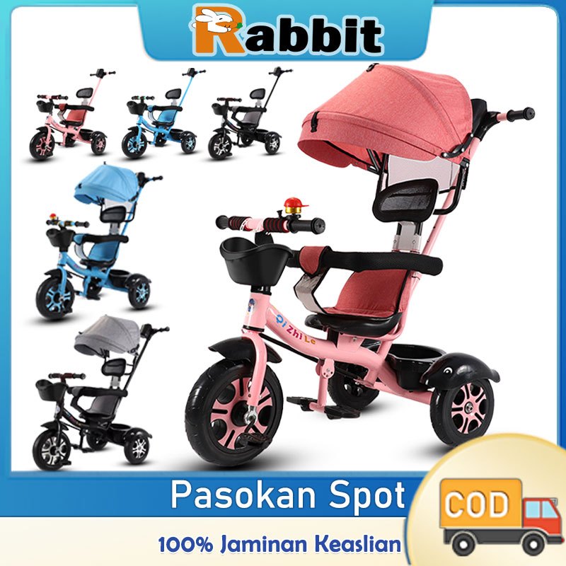 Rabbit Baby Sepeda Roda Tiga Anak Sepeda Roda 3 Bayi Tricycle Anak Sepeda Kereta Dorong Troli Bayi S