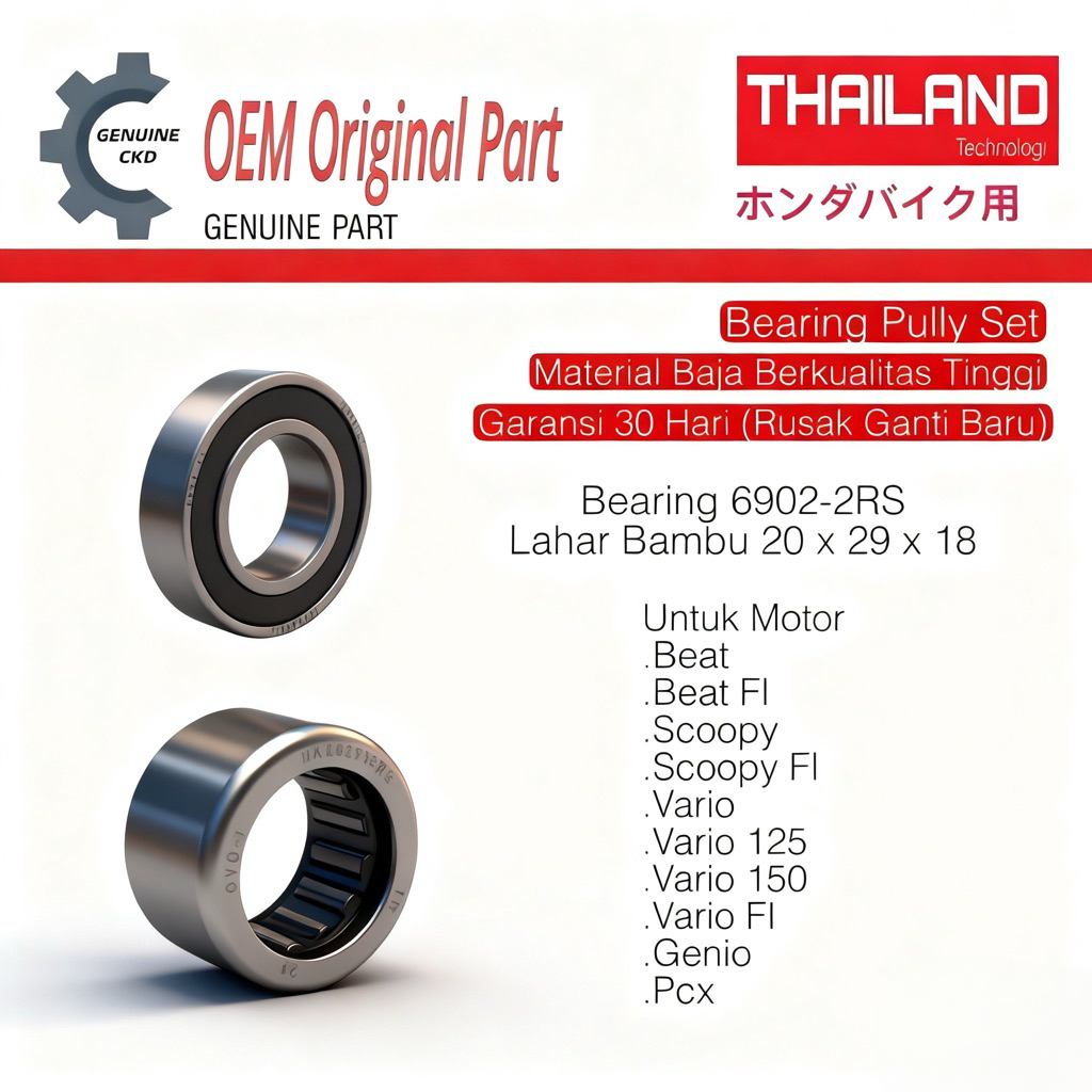 Original Bearing Laher bambu Pully poly puly Honda Beat Scoopy Spacy Vario 110 125 150 160 PCX Genio