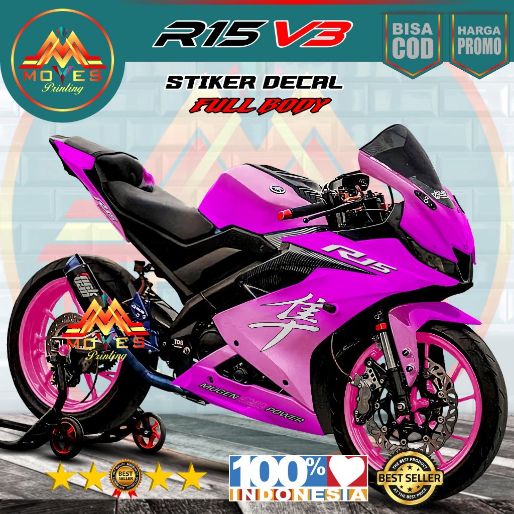 Stiker Yamaha R15 V3 full body variasi  warna bunglon ungu / decal stiker full body R15 V3
