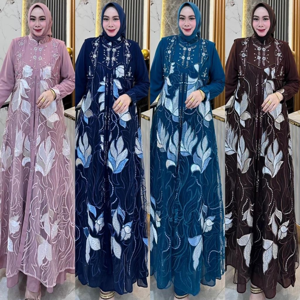 Set Outer Tile Series Dress Gamis Brokat by DRC