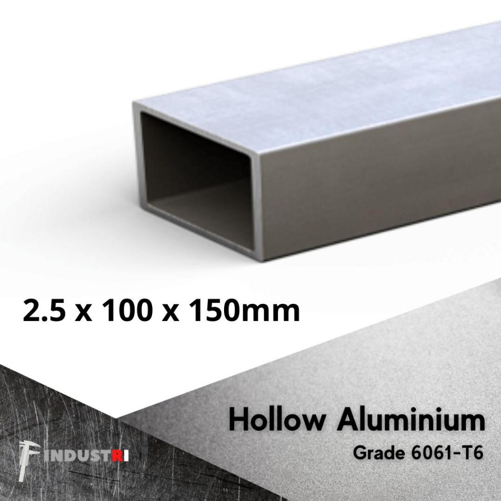 Hollow Alumunium 100 mm x 150 mm tebal 2.5 mm | Hollow Aluminium dural 6061 | Pipa Holo Kotak