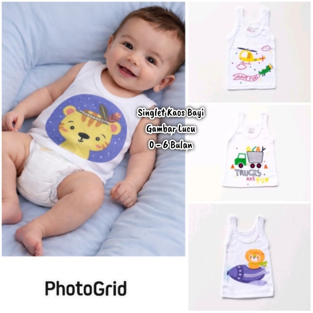Singlet Kaos Kutung Bayi Gambar Lucu Kaus Oblong Kutang Baby