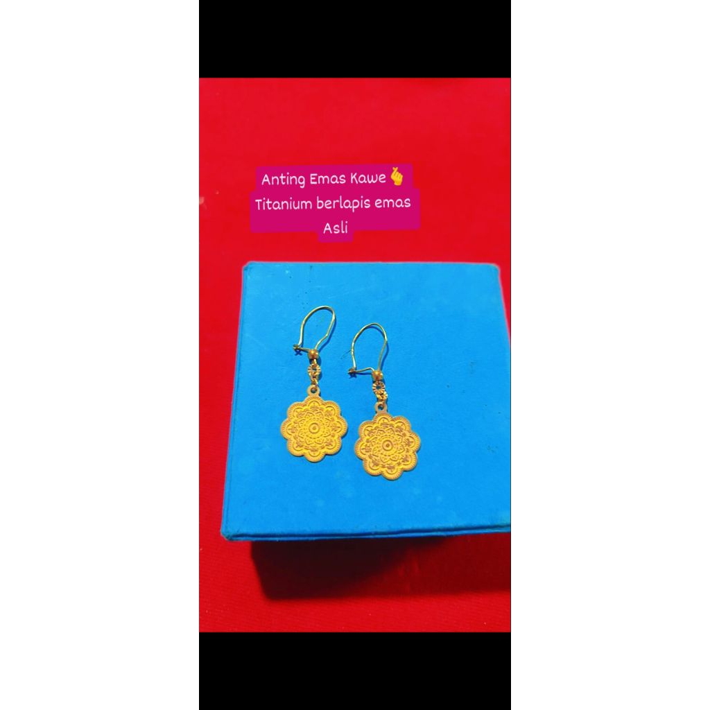 anting Dubai titanium asli berlapis emas asli 23 k