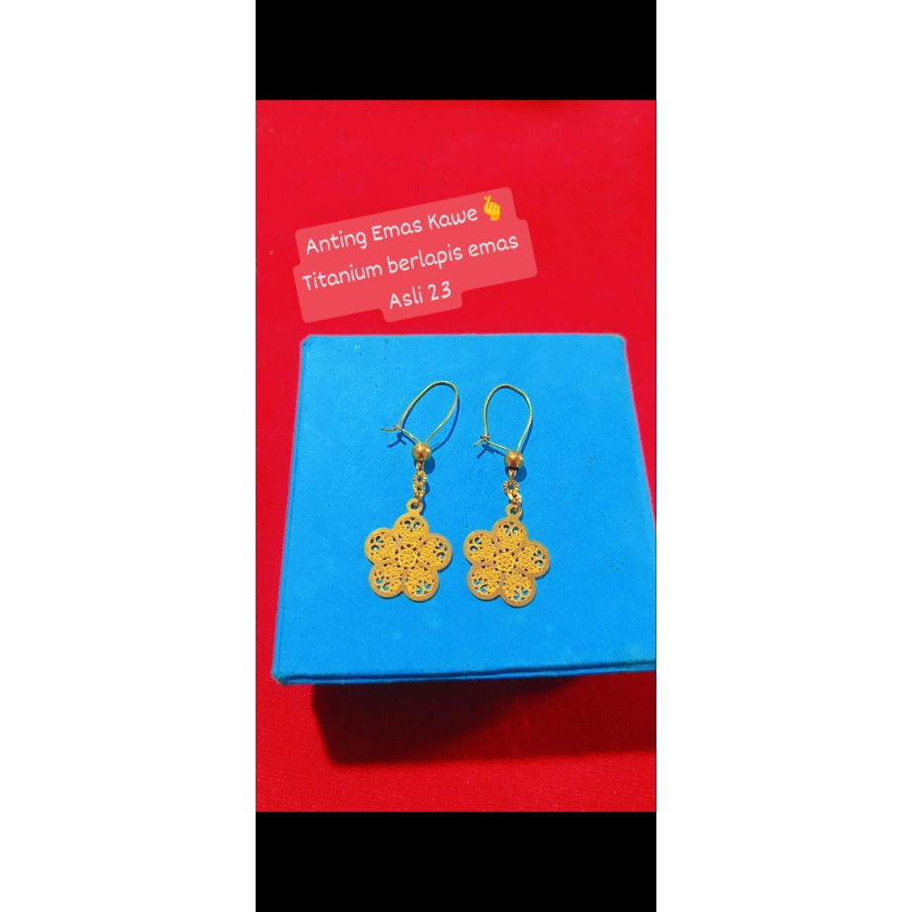 anting Dubai titanium asli berlapis emas asli 23 k