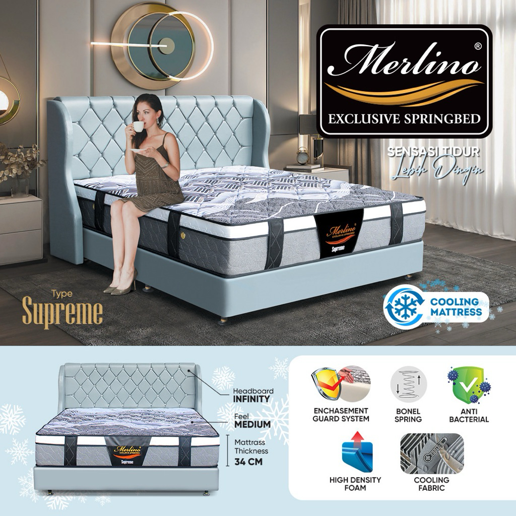 Matras Spring Bed Merlino Supreme 35CM Garansi 15 Tahun