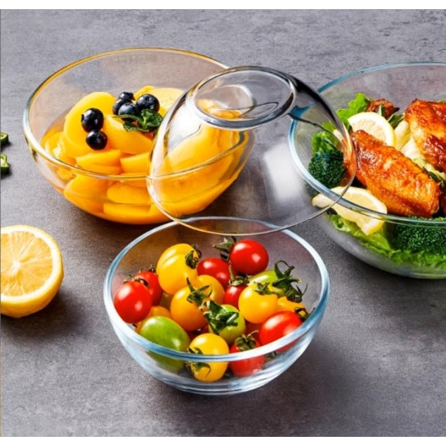 Set 6 Pcs Mangkok Kecil Cekung Dalam Kaca Beling Bening Transparan Kuat Murah Tebal Tahan Panas Prem