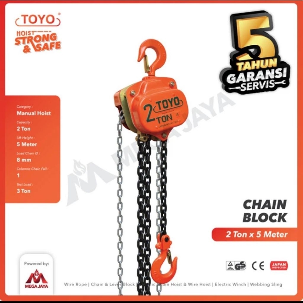 TOYO chain blok / Takel 2 ton panjang rantai 5 meter
