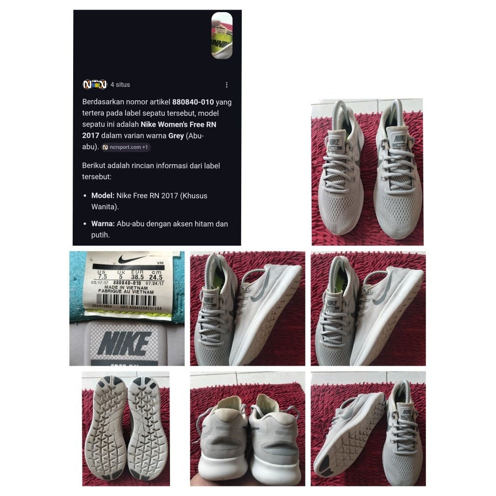 Sepatu Preloved Second Original Nike Free RN