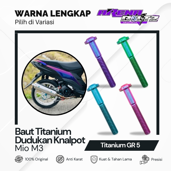 Baut Dudukan Knalpot Mio M3 / Baut Bracket Knalpot Mio Titanium GR5 Original Vietnam