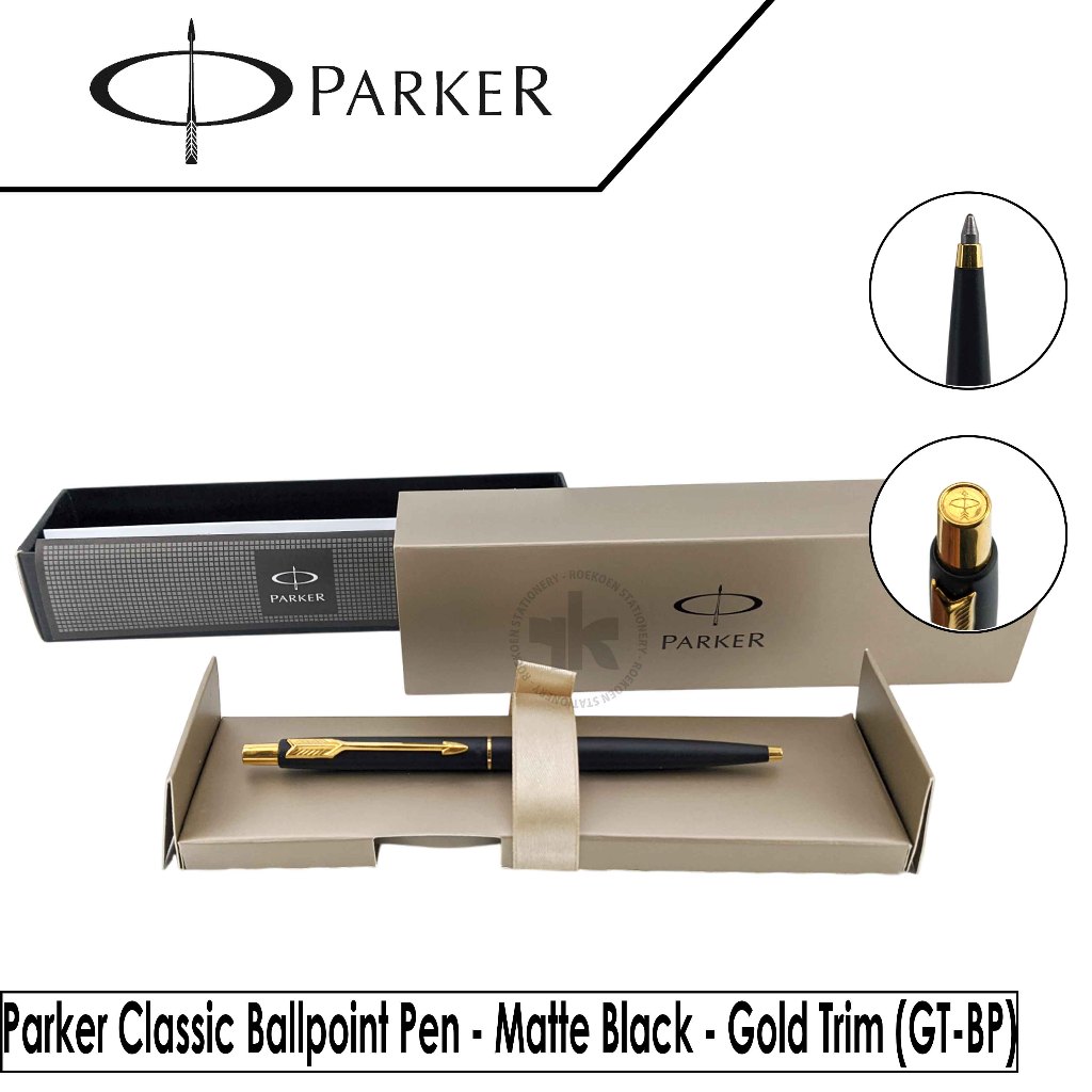 Parker Classic Ballpoint Pen Matte Black Gold Trim (GT-BP)