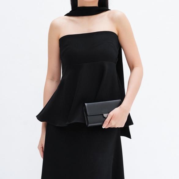 Yume - Esme Set in Black | One set kondangan baju setelan wanita semiformal dengan scarf hitam