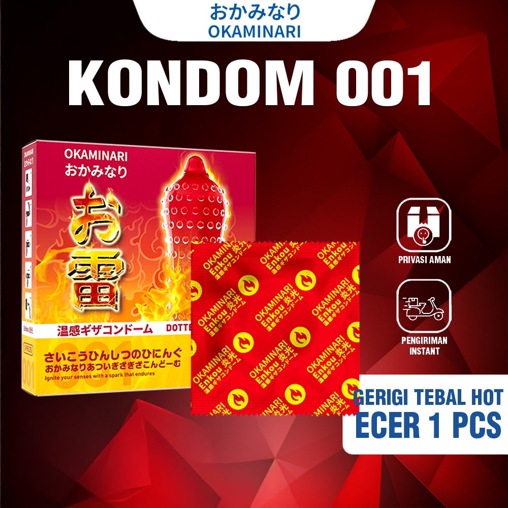 Okaminari Kondom Bergerigi Tebal Hot Jepang 001 - Varian Eceran 1 Pcs ( Saset )