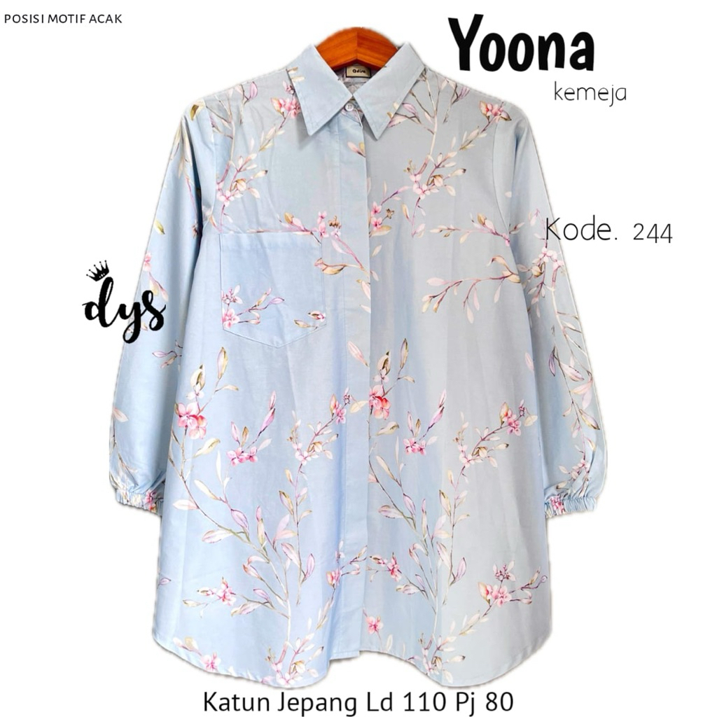 Yoona Rummi – Kemeja Cantik Katun Jepang Motif Bunga Lembut Adisa