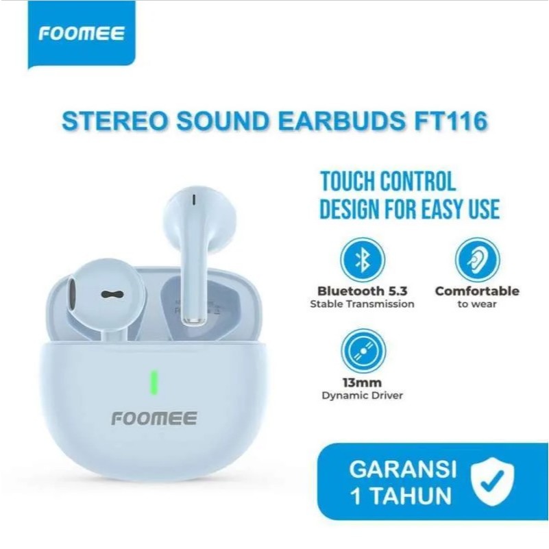Foomee FT116 Earphone Bluetooth V5.3 Handsfree TWS True Wireless Hifi Stereo Audio Headset Handfree