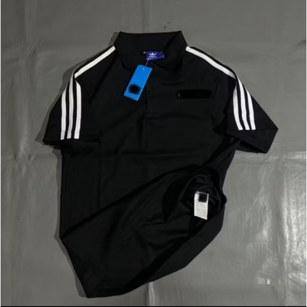 KAOS POLO CASUAL BLACK FULL TAG LABEL HYPE FASHION PRIA