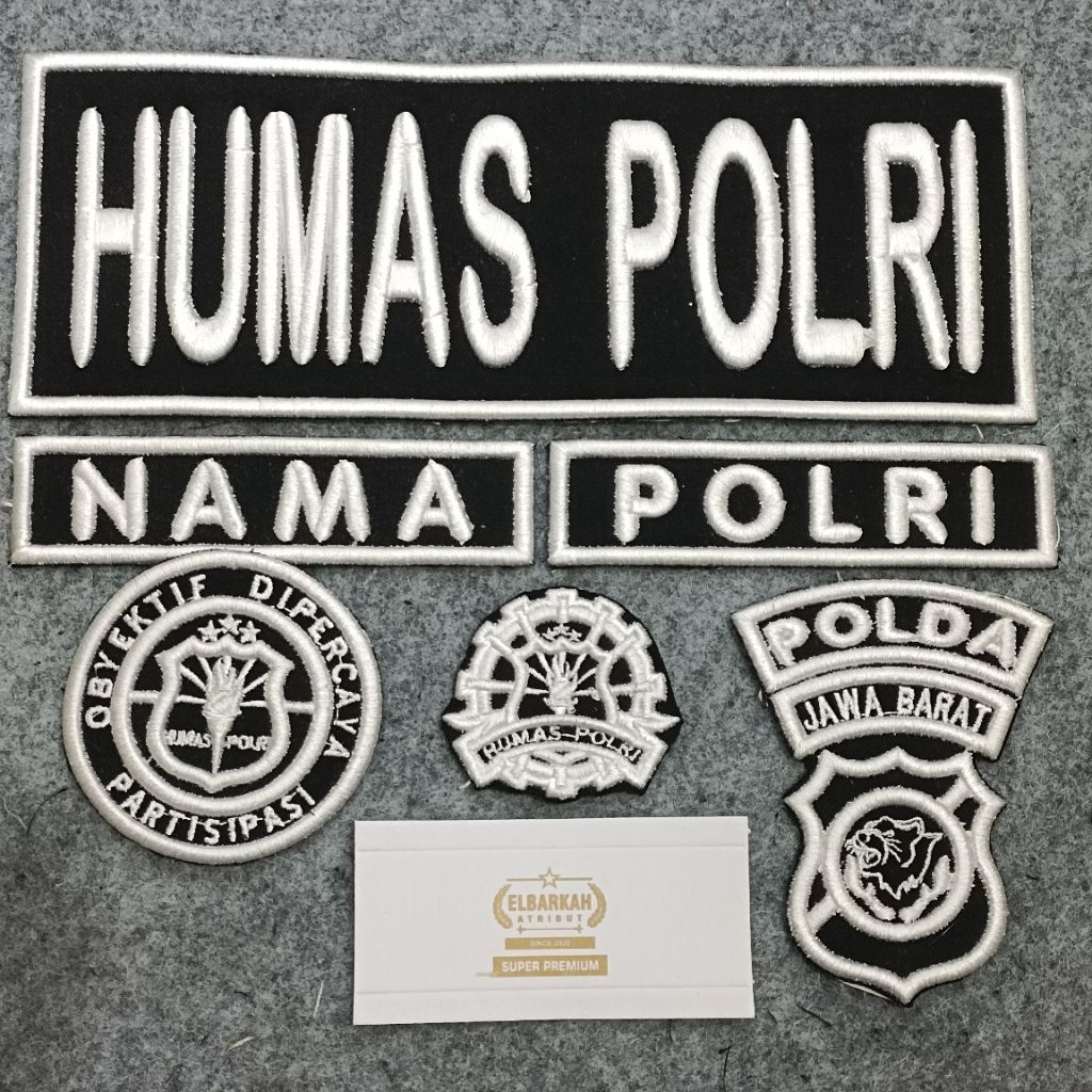 Bet Satu Set Polri Humas Bordir Timbul 3D HUMAS POLRI Custom/NAMA/ POLRI/NAMA DAERAH POLRI/OBYEKTIF 