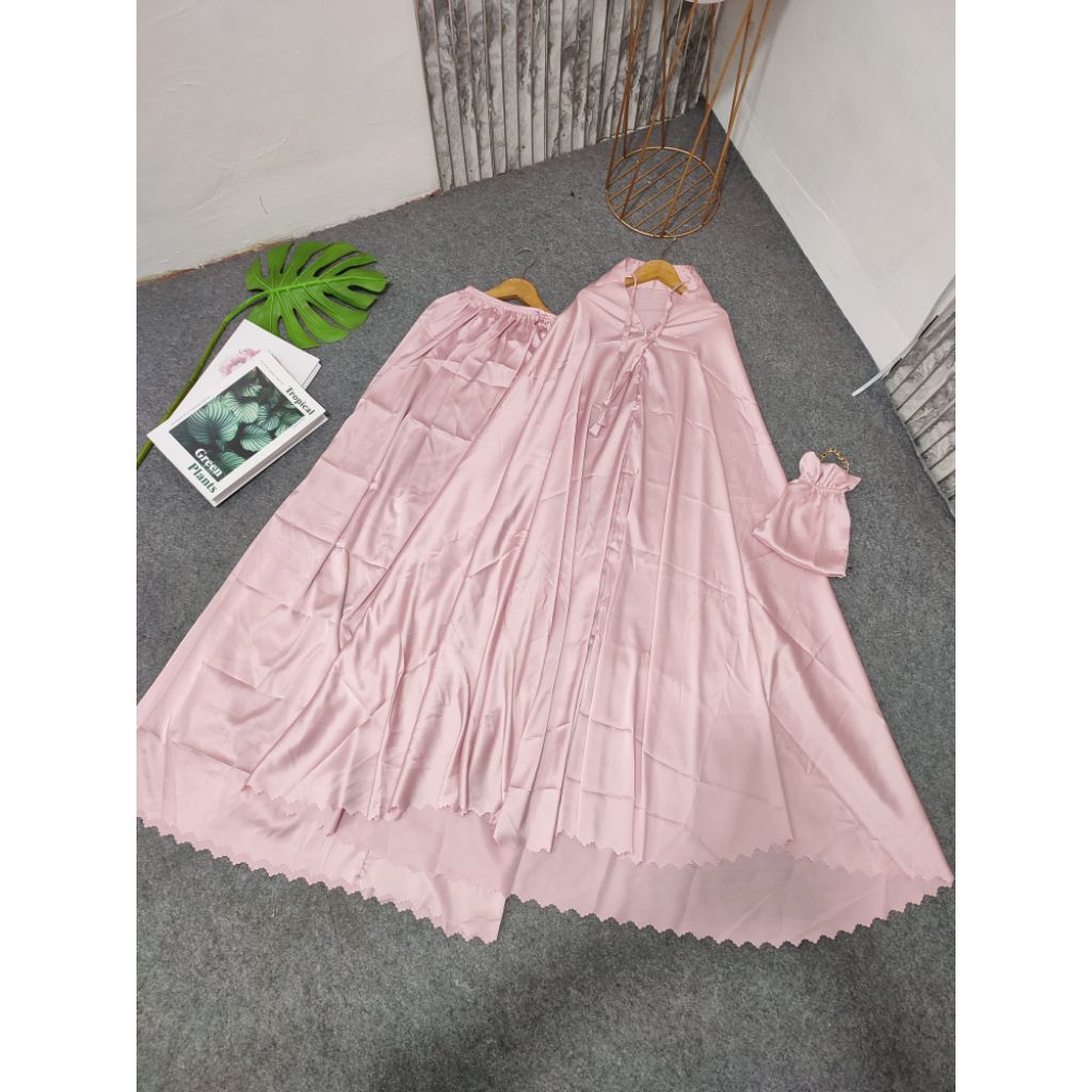 Mukena Wanita Armany Rubina Polos/mukena bahan armany silk/mukena wanita/mukena traveling/mukena pol