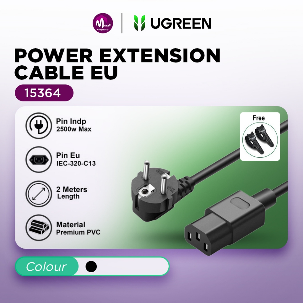 UGREEN Kabel Power PC, CPU, Komputer, UPS, Printer 2 Meter
