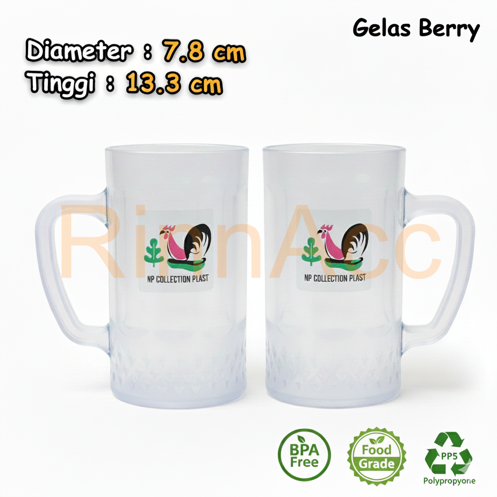 Gelas Jumbo Plastik Gagang Ayam Jago / Mug / Cangkir