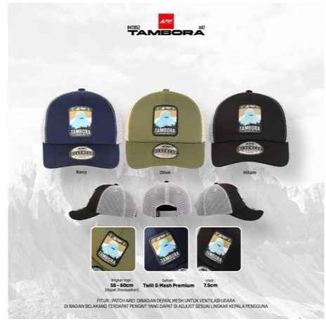 Topi Pria Tambora Arei Outdoorgear Twill Mesh