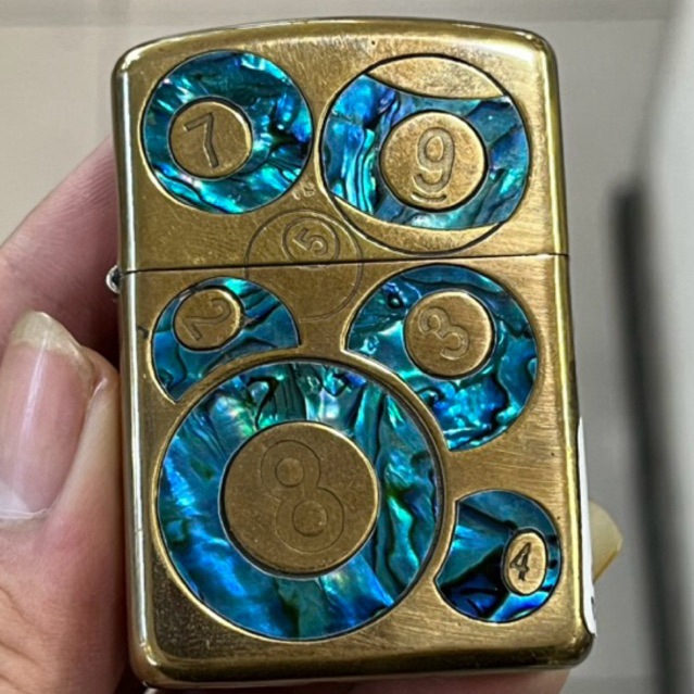 korek api zippo usa ori 2 side gold variasi blue 8 ball best quality