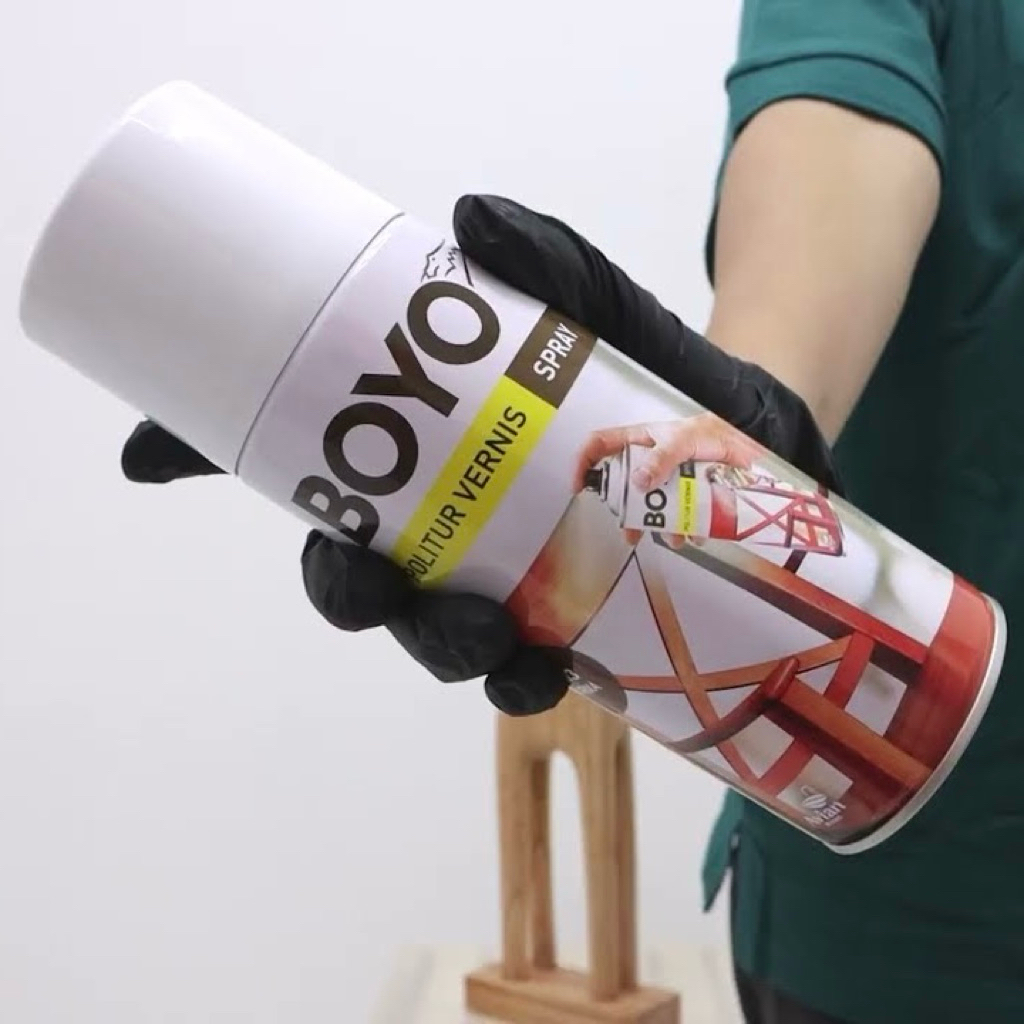 Pilox Boyo Politur Spray 400 cc kayu Jati Manggis Sawo Kurma Cat Semprot Pilok Plitur