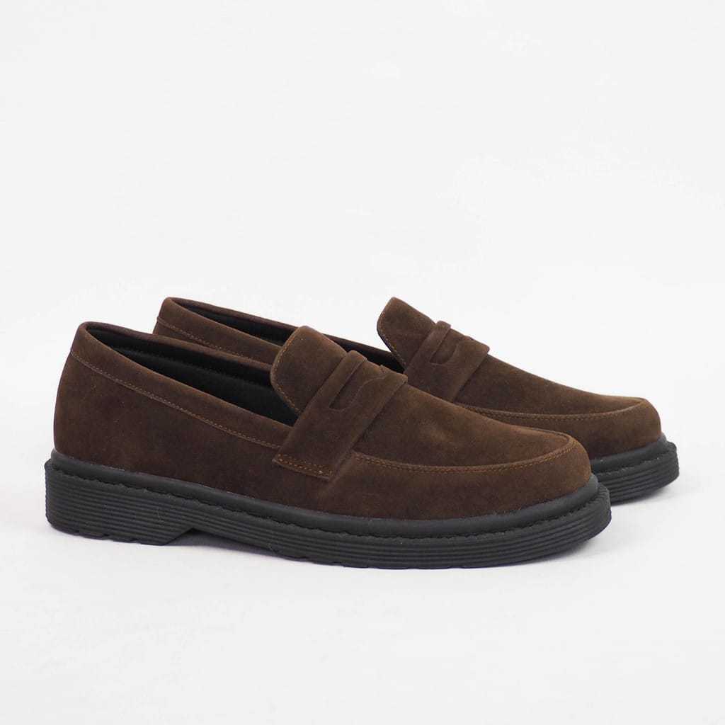 Sepatu Loafers Pita Pria Sepatu Casual Formal Coklat Suede Pria Kerja KUliah Kondangan