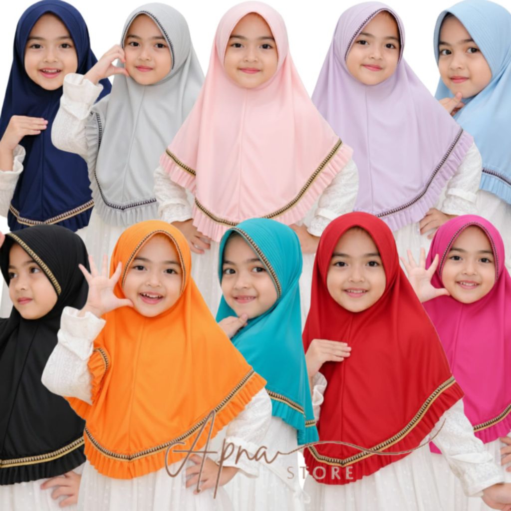 Kerudung Anak TK/Kerudung Anak SD/HIJAB ANAK REMPLE RENDA ZARA/Hijab Anak Apna.store Cocok Untuk Sek