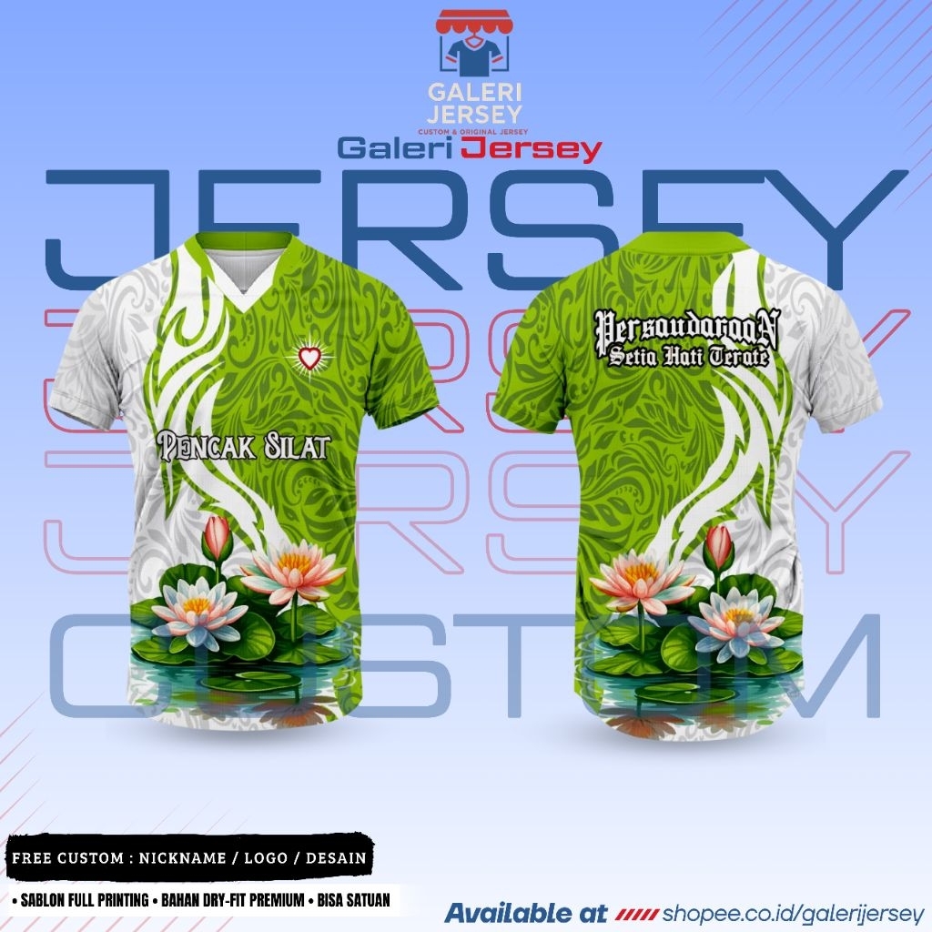 JERSEY KAOS CUSTOM PSHT BUNGA TERATE FULL PRINTING | JERSEY PENCAK SILAT PSHT BAHAN DRY-FIT PREMIUM