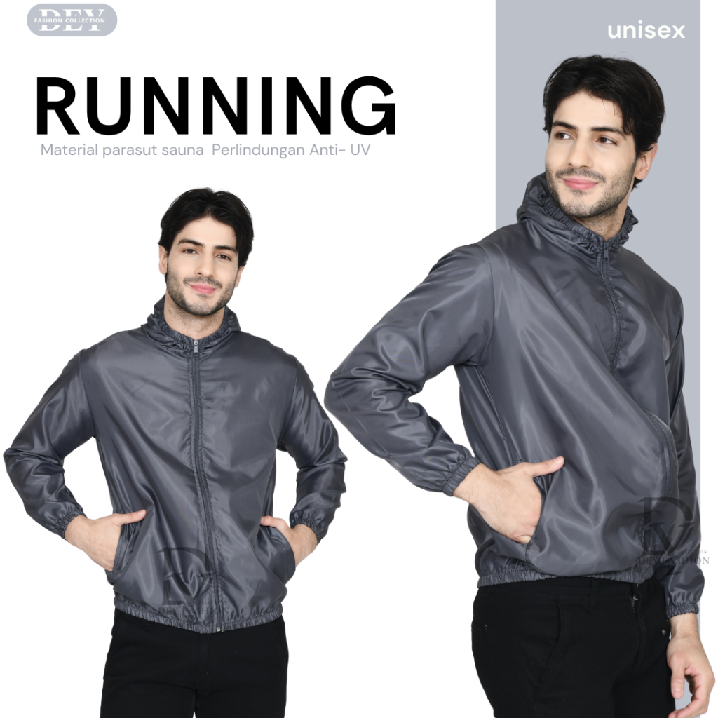 Jaket Sauna Suit Jaket Parasut Olahraga, Jogging, Lari, Bersepeda Pria/Wanita JUMBO