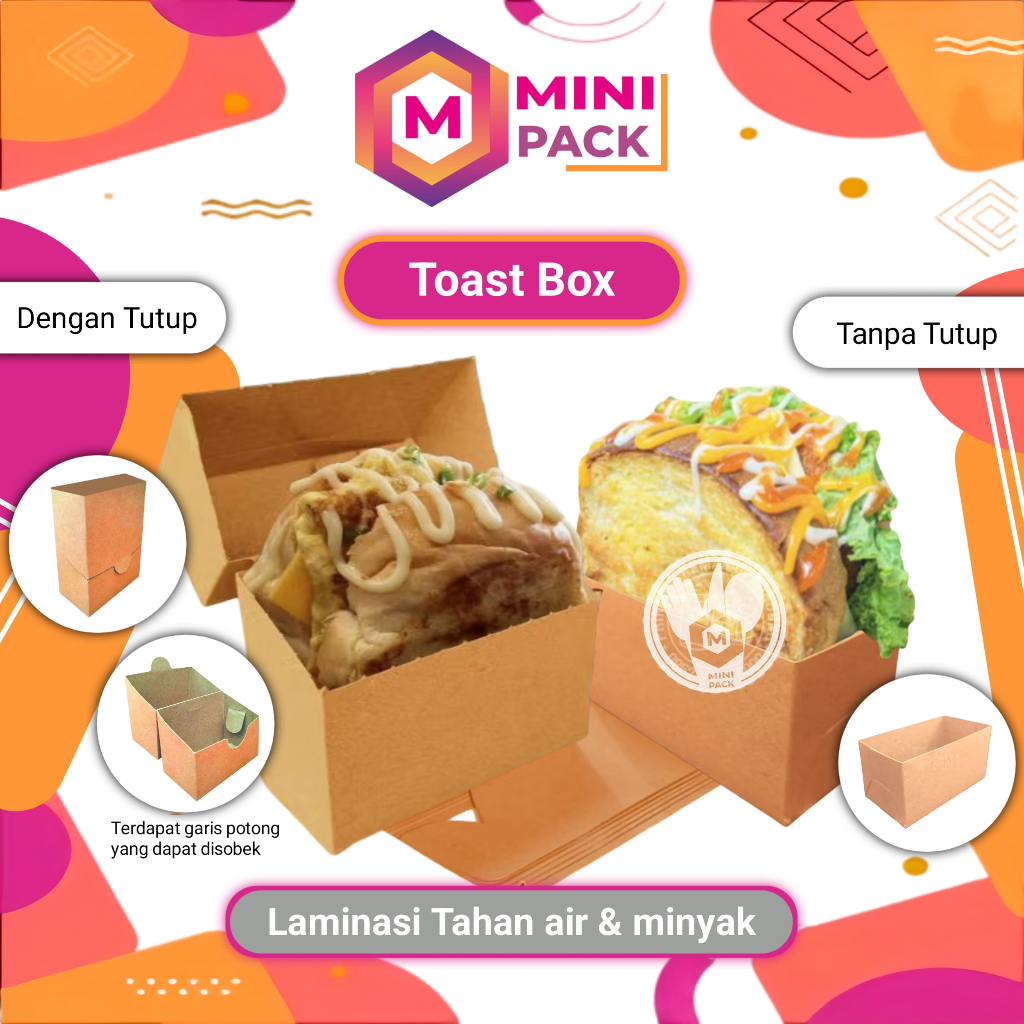 Toast Box Box Toast Tutup Box Take Away Cromboloni Kotak Roti Bakar 10x5 10x5,5 Tutup Tanpa Tutup MI