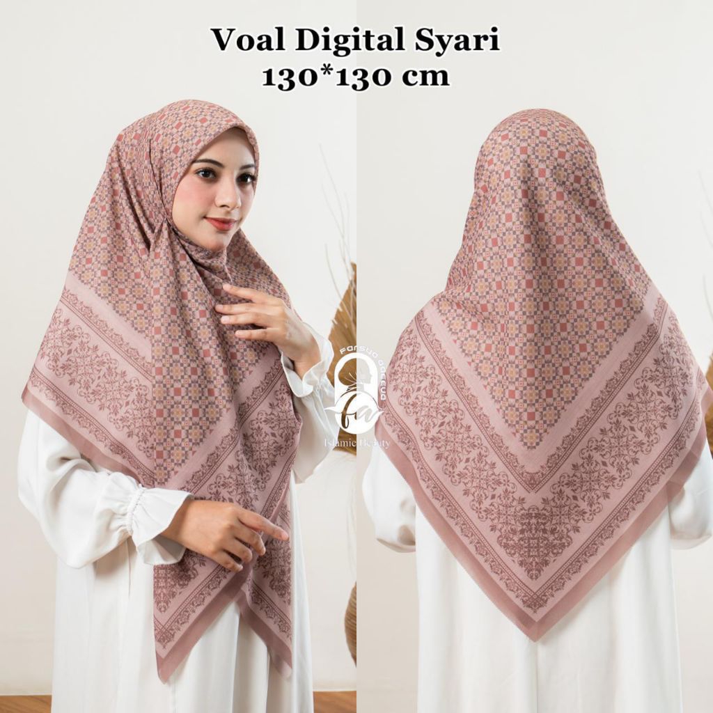 Jilbab Segiempat Voal Motif 130// Hijab Motif 130 cm