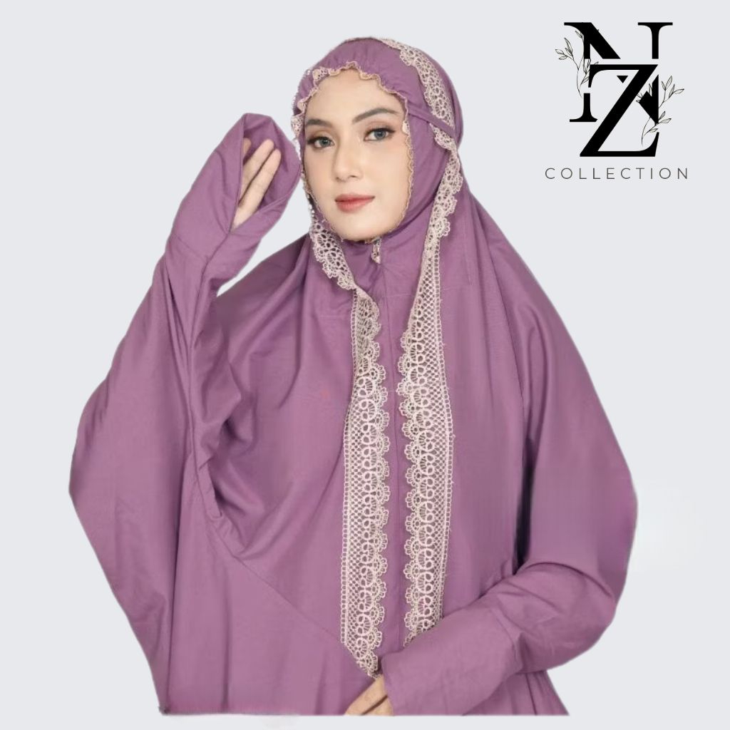 mukena terusan dewasa renda mewah