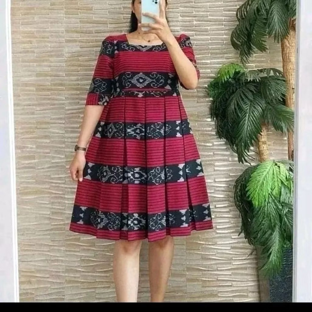DRESS TENUN IKAT JEPARA, TUNIK TENUN, DRESS NATAL TENUN TROSO JEPARA