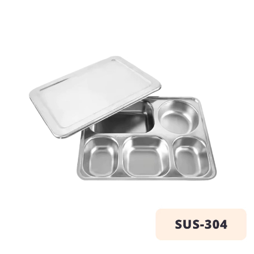 Ompreng MBG SUS304 Stainless Steel/Food Tray MBG SUS304/Kualitas Terbaik/Nampan Makanan+Tutup