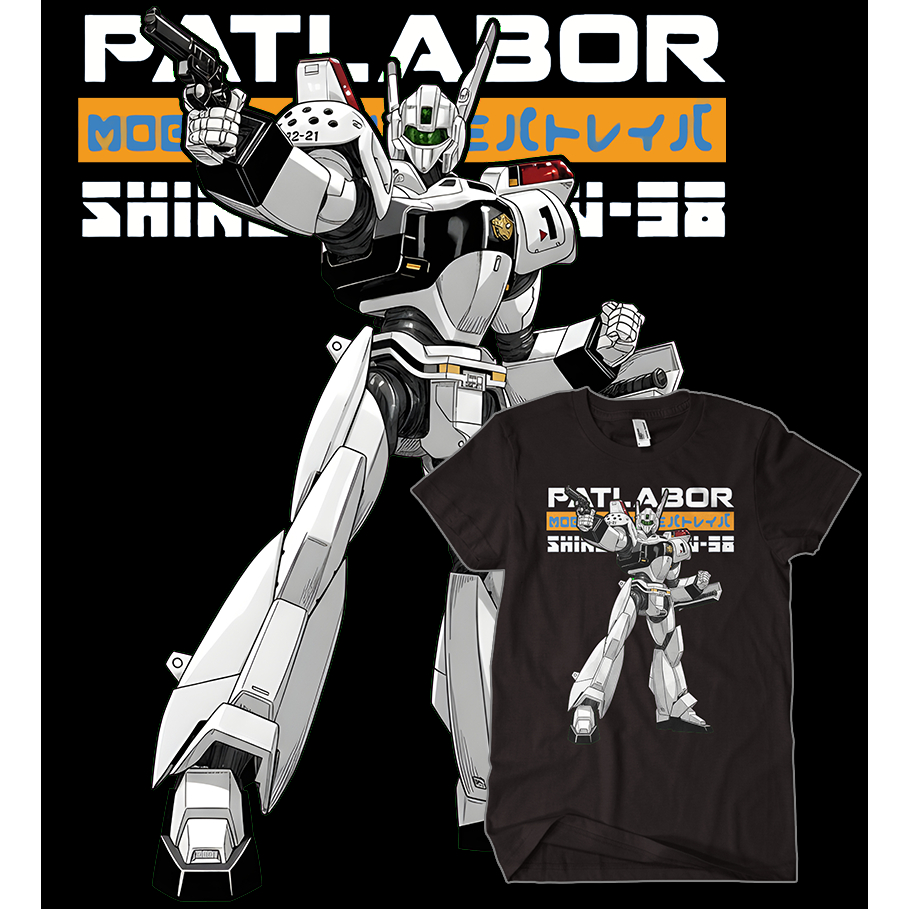 KAKAOOZ - Kaos Anime PATLABOR Mecha Police Unisex Pria Wanita Desain Keren Retro Robot Jepang Katun 
