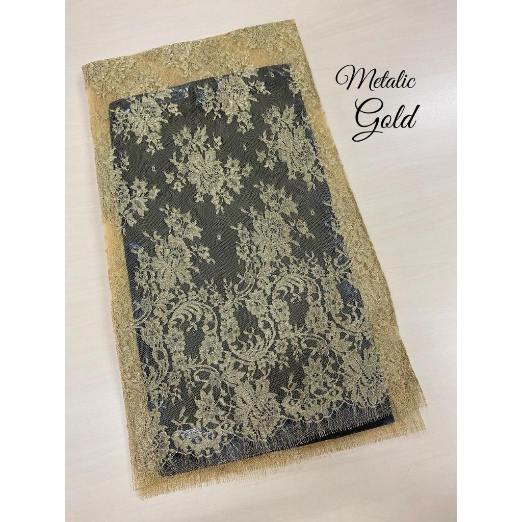 Original France Lace 6096 Metalic Gold - ukuran kain 1,8m x 1,1m