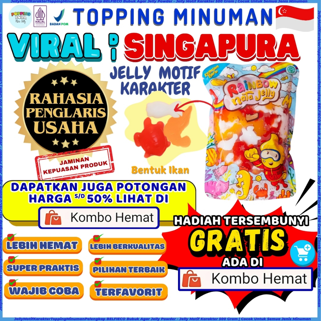 JellyMotifKarakterToppingMinumanPelengkap BELFIECO Bubuk Agar Jelly Powder - Jelly Motif Karakter 50