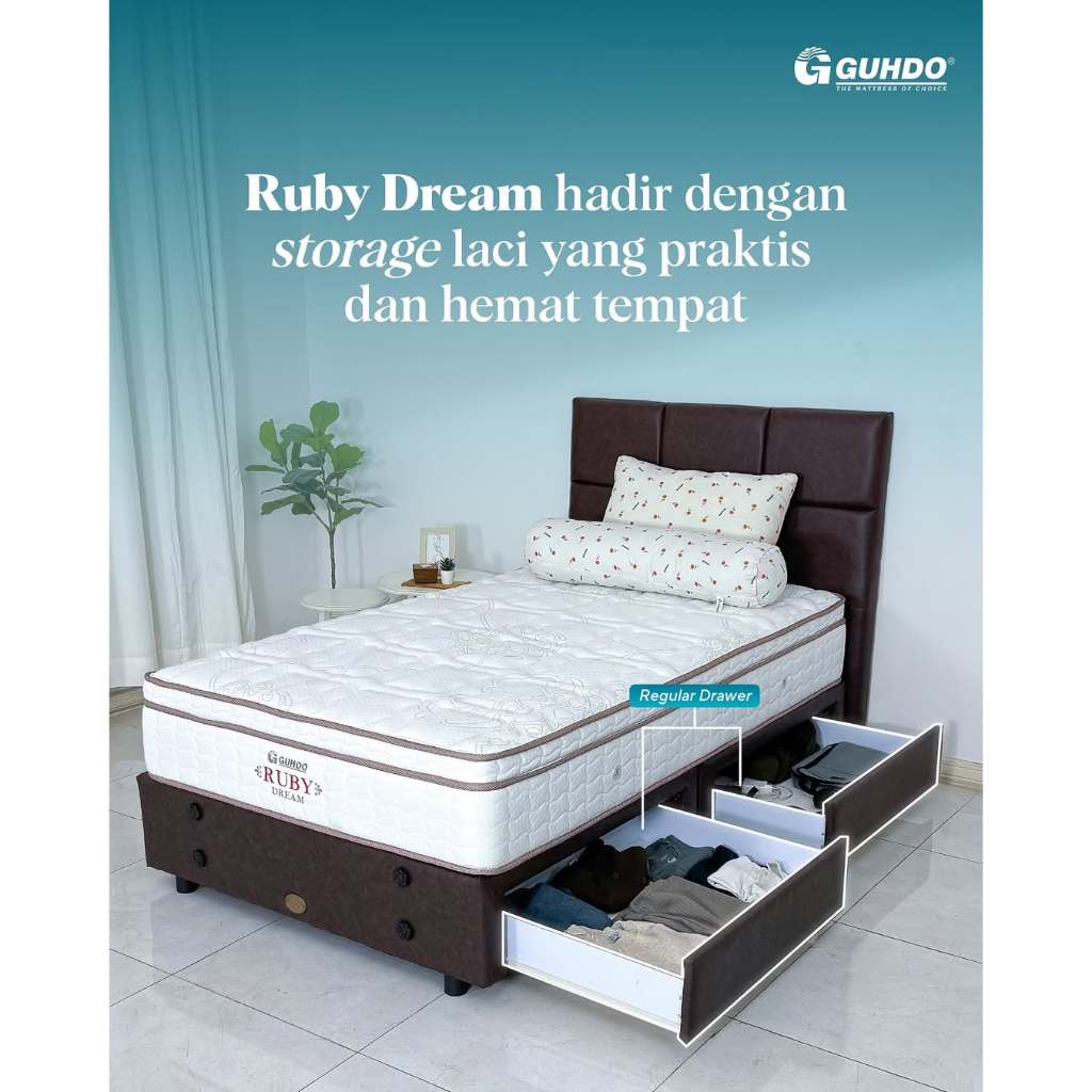 Guhdo Spring Bed Ruby Dream Set Divan HS Sandaran Caserta [Full Set]