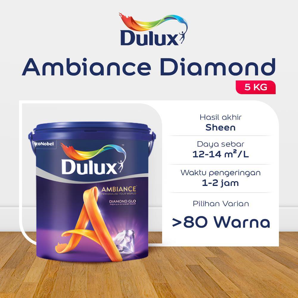 CAT TEMBOK PUTIH 5KG DULUX AMBIANCE DIAMOND GLO 5KG - CAT PUTIH DULUX ORIGINAL