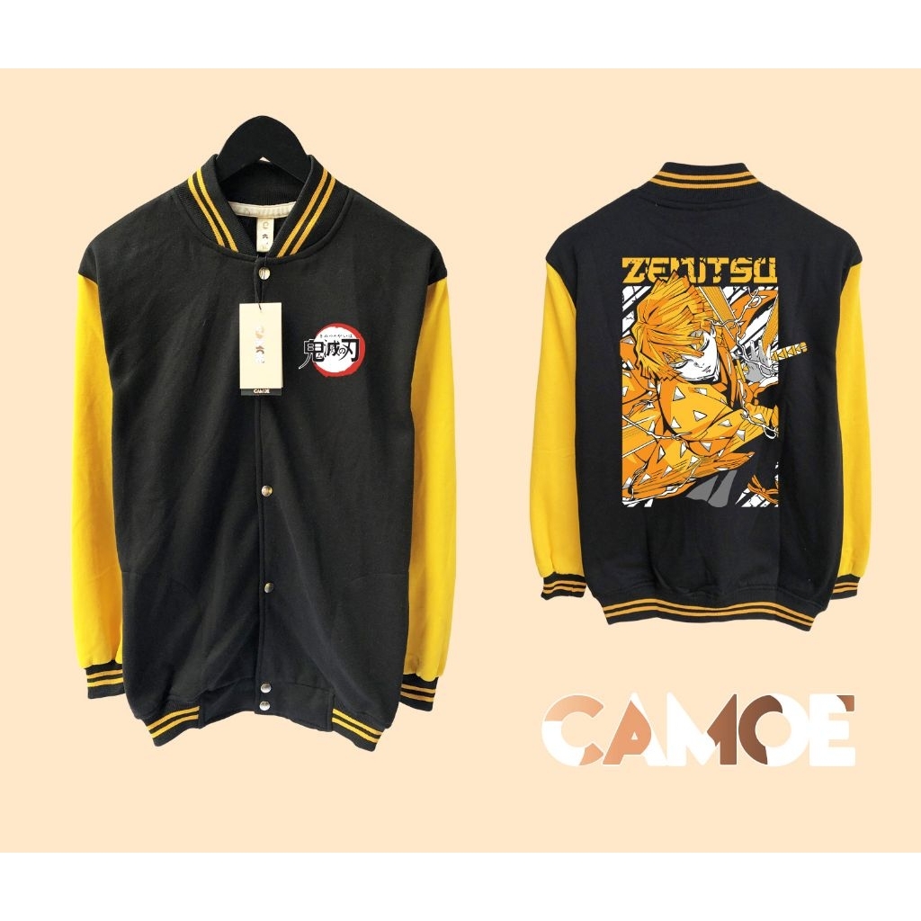 Jaket Varsity Baseball Anime Demon Slayer Zenitsu Sword Japan Kimetsu No Yaiba